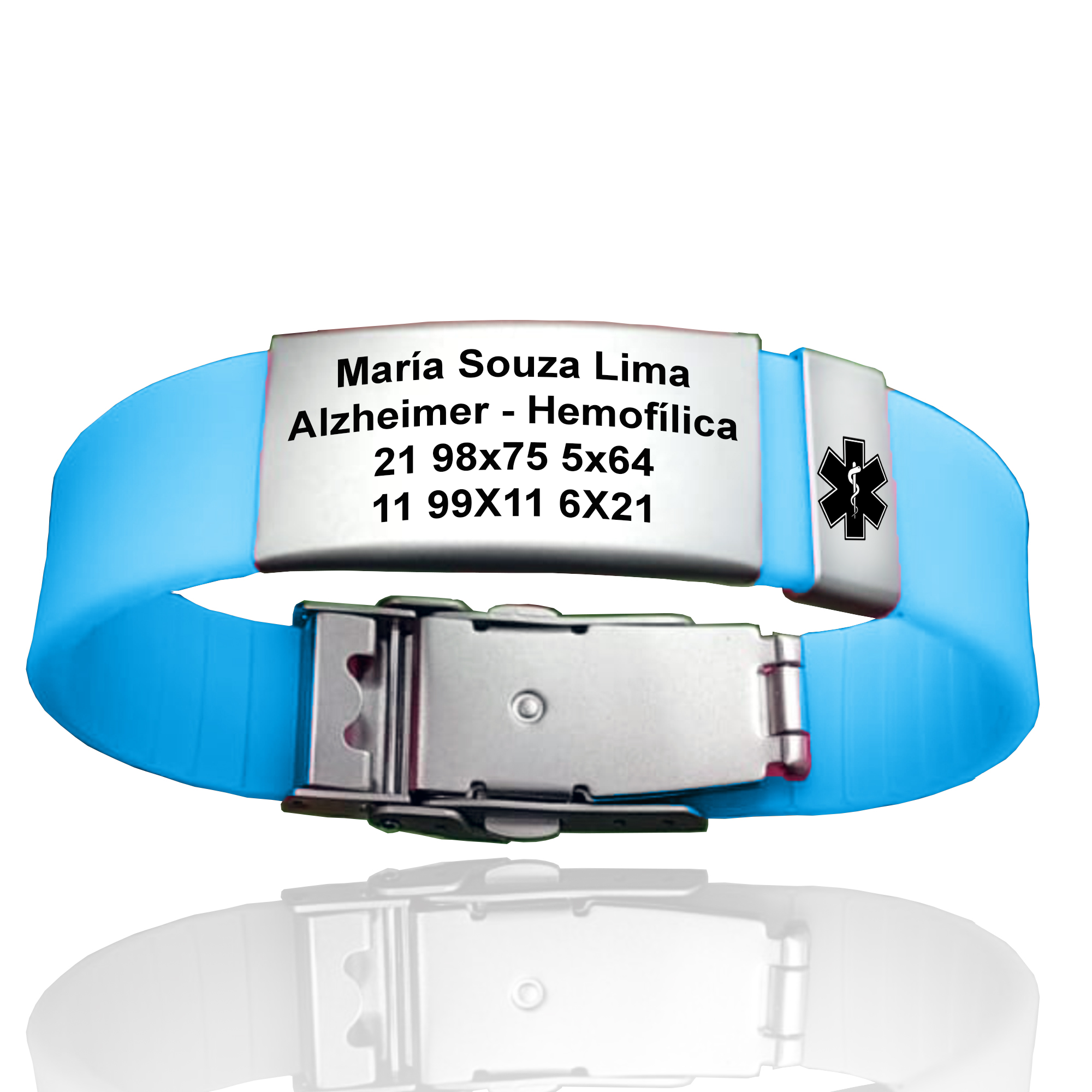 Pulsera emergencia médica 16mm celeste