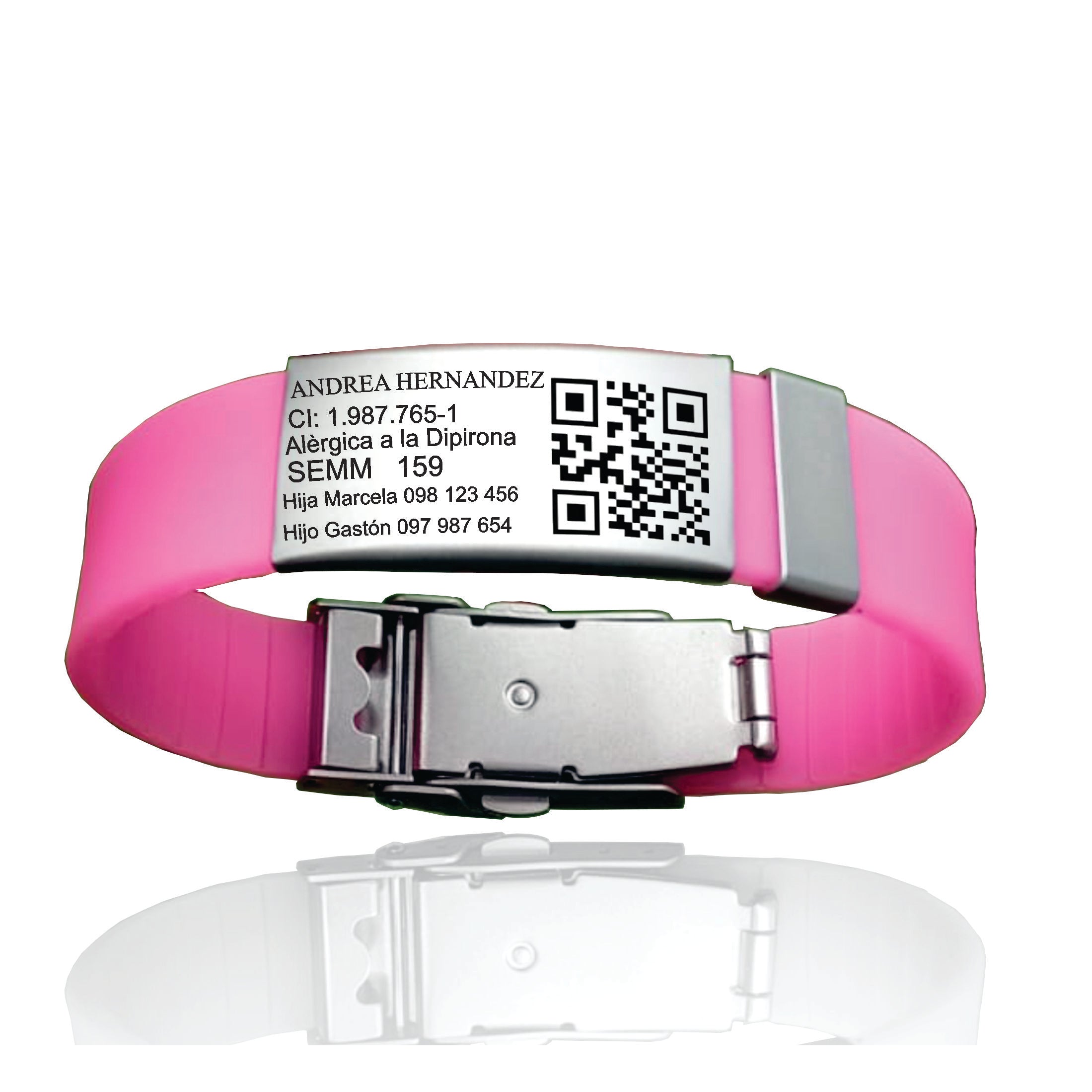 Pulsera alerta médica fuccia 16mm